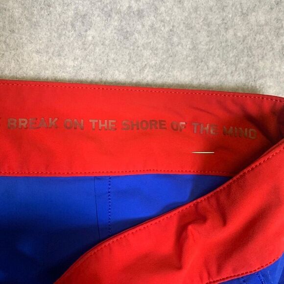 Rhone Men's Size 34 Blue Red Color block Board Shorts Swim Trunk Buttoned - Picture 8 of 12
